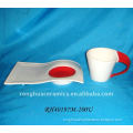Huaide RH40197M-200U White Fine Porcelain And Red color Cup with Saucer